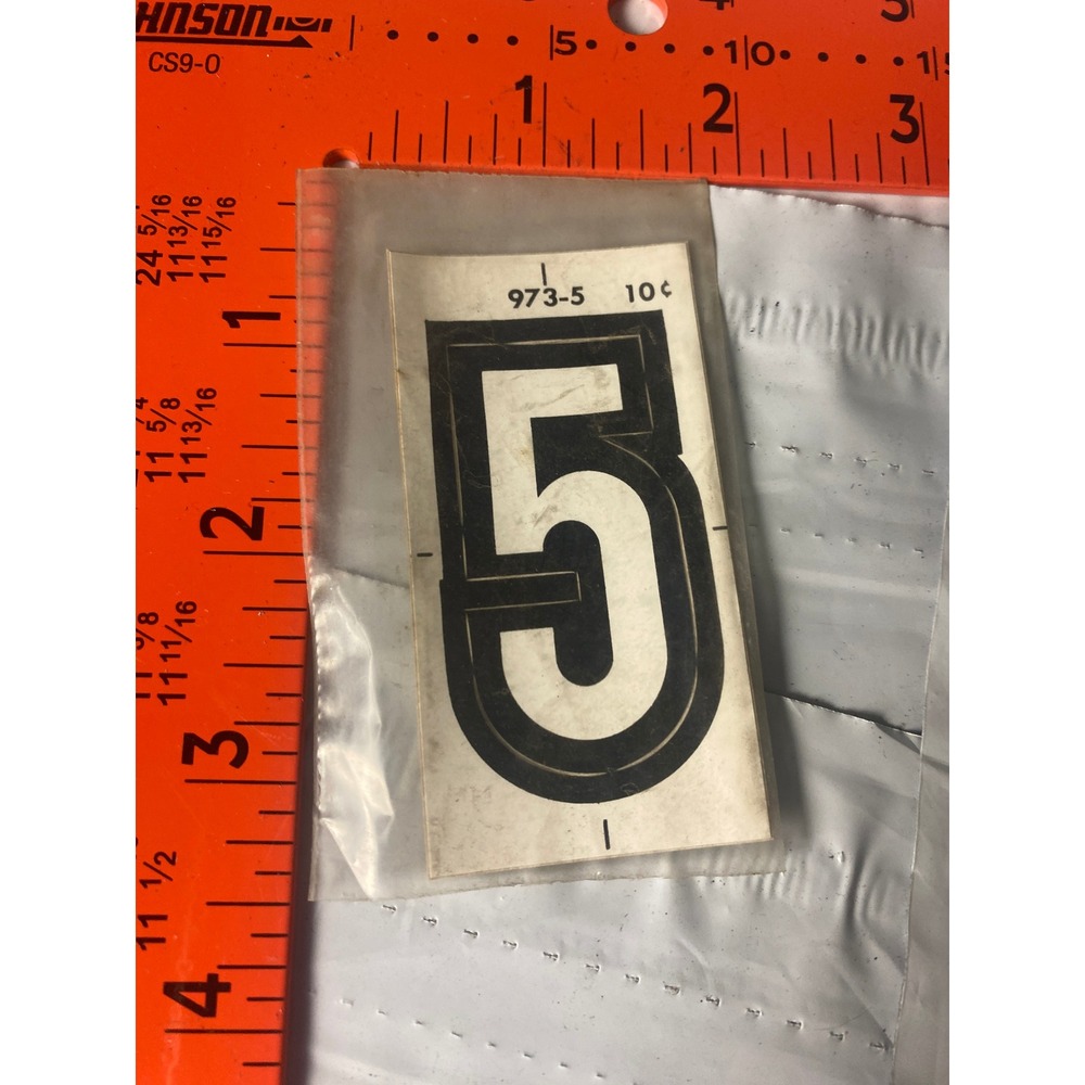 Vintage Meyercord Kwik-Space Number 5 Black Self Stick NOS 973-5